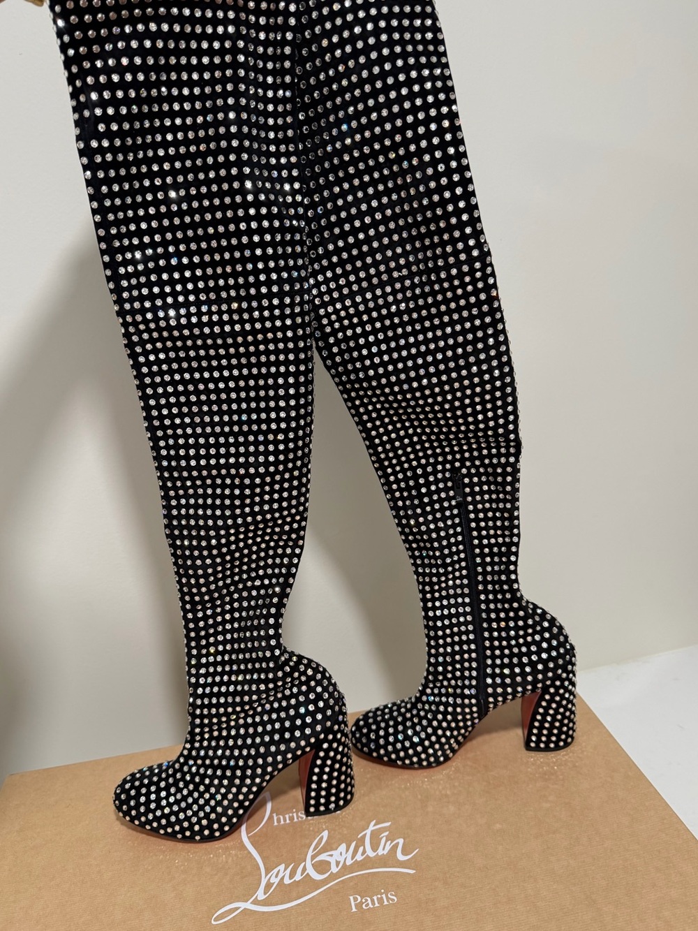 Christian Louboutin Miss Z Botta 80
Strass BOUM Thigh High Platform Boots sz 37